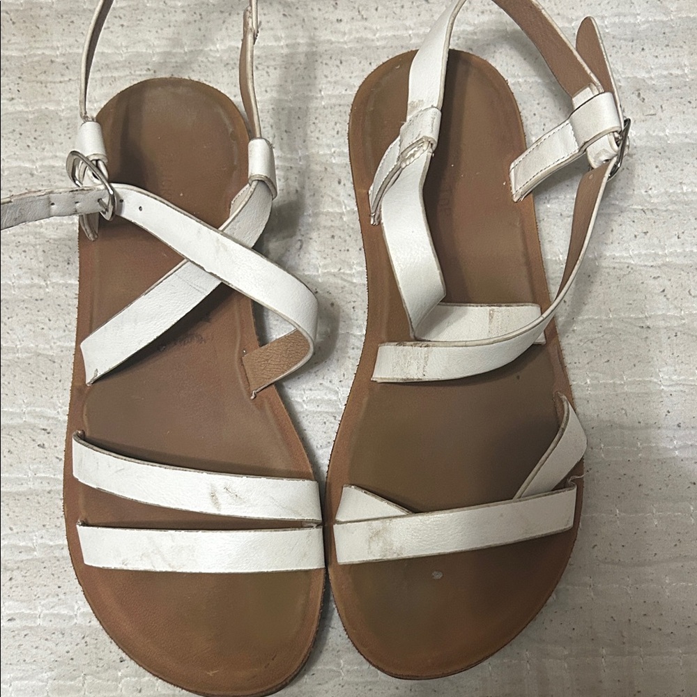 Elegant White Leather Sandals